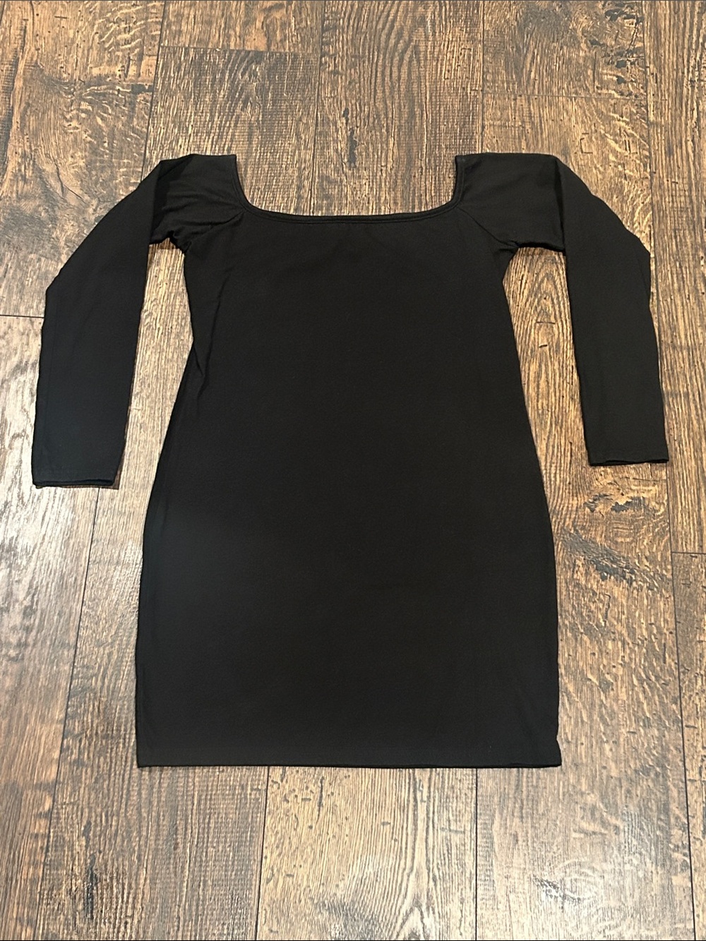 PrettyLittleThing Black Long-Sleeve Square Neck Bodycon Dress